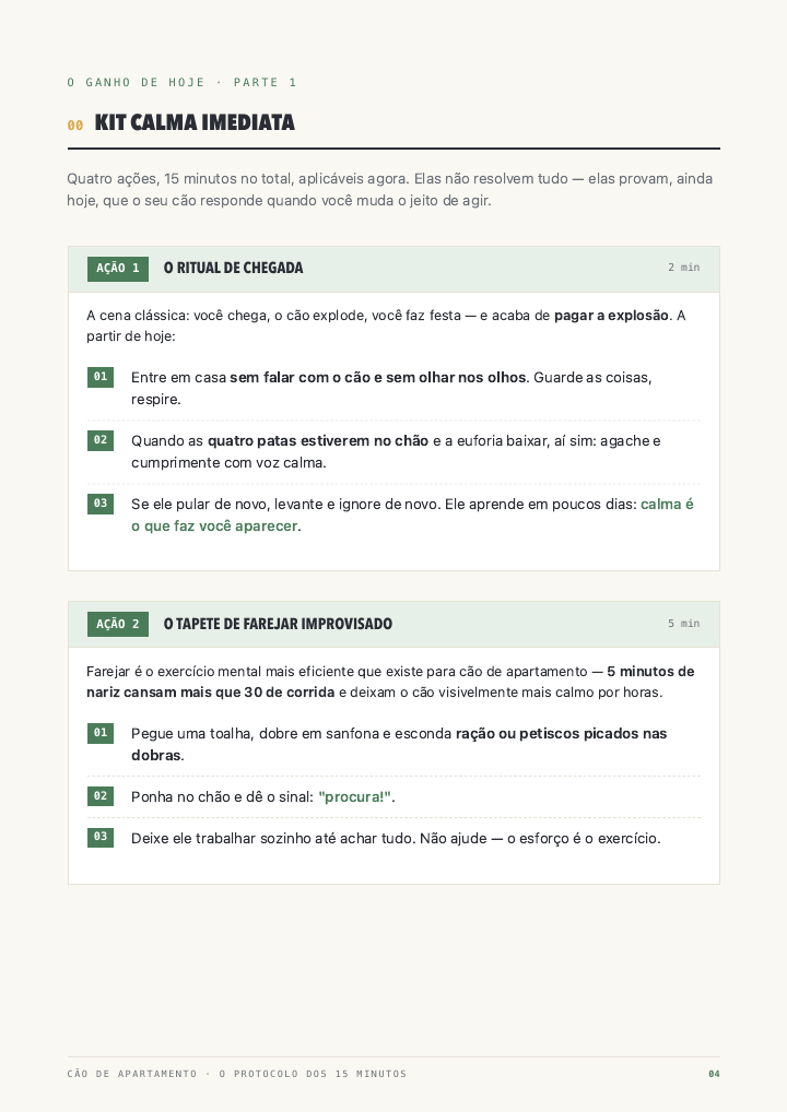 Página real: Kit Calma Imediata — as 4 ações de hoje